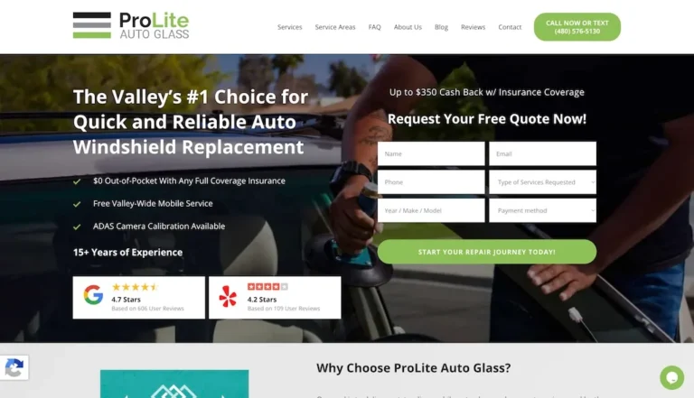<strong>Increasing Free Quote Submissions by 204%</strong> on Prolite Autoglass' Homepage with CRO